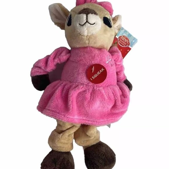 DanDee Rudolph The Red-Nosed Reindeer Pet Toy 12" Squeaks, Stretch Legs & Arms - Picture 2 of 4